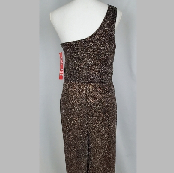 Crystal Doll One-Shoulder Glitter Jumpsuit - Black and Gold - Picture 4 of 8